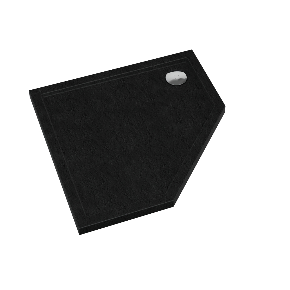 AQUABAD Duschwanne Basic Black Stone | Fünfeck