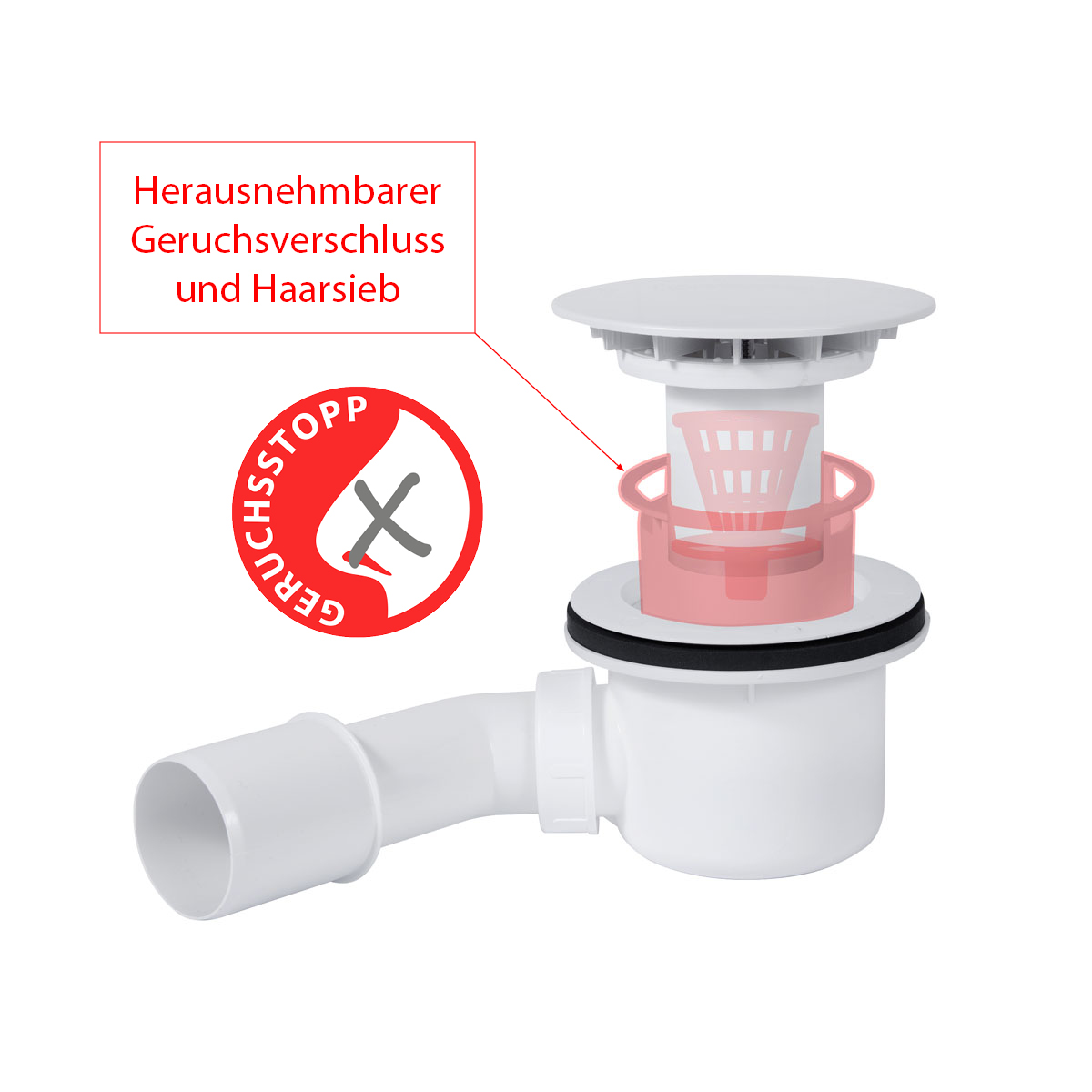 Trapflex Ablaufgarnitur Ø90mm Set mit Haube Weiß