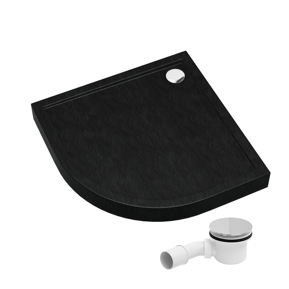 AQUABAD Duschwanne Ultima LeakProtect Black Stone | Viertelkreis
