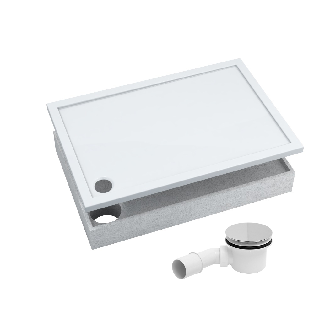 AQUABAD Duschwanne Set Basic Smooth White Rechteck
