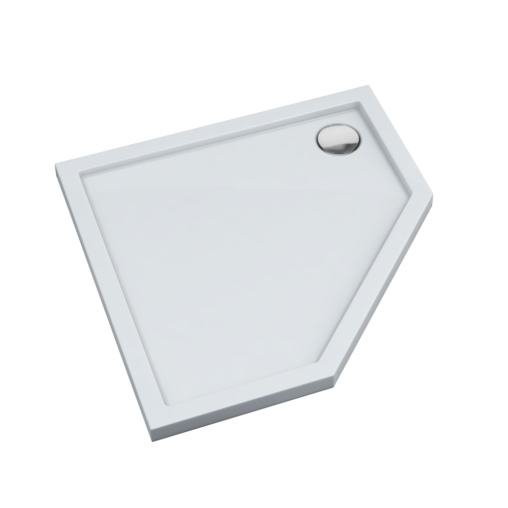 AQUABAD Duschwanne Basic Smooth White | Fünfeck