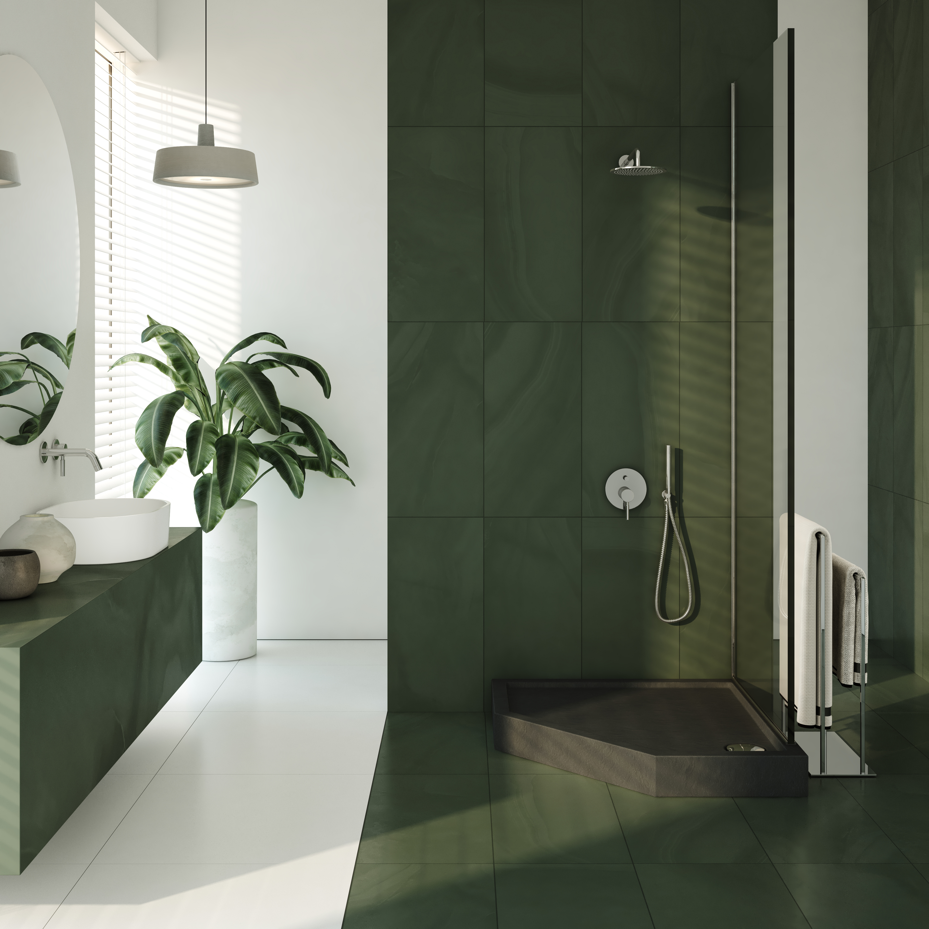 AQUABAD Duschwanne Ultima LeakProtect Black Stone | Fünfeck