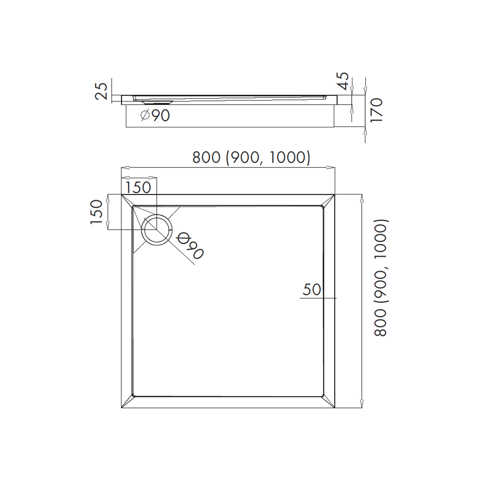 AQUABAD Duschwanne Set Basic Smooth White | Quadrat