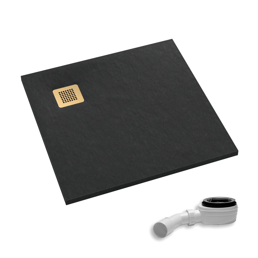 AQUABAD Duschwanne Palast Black Stone | Quadrat