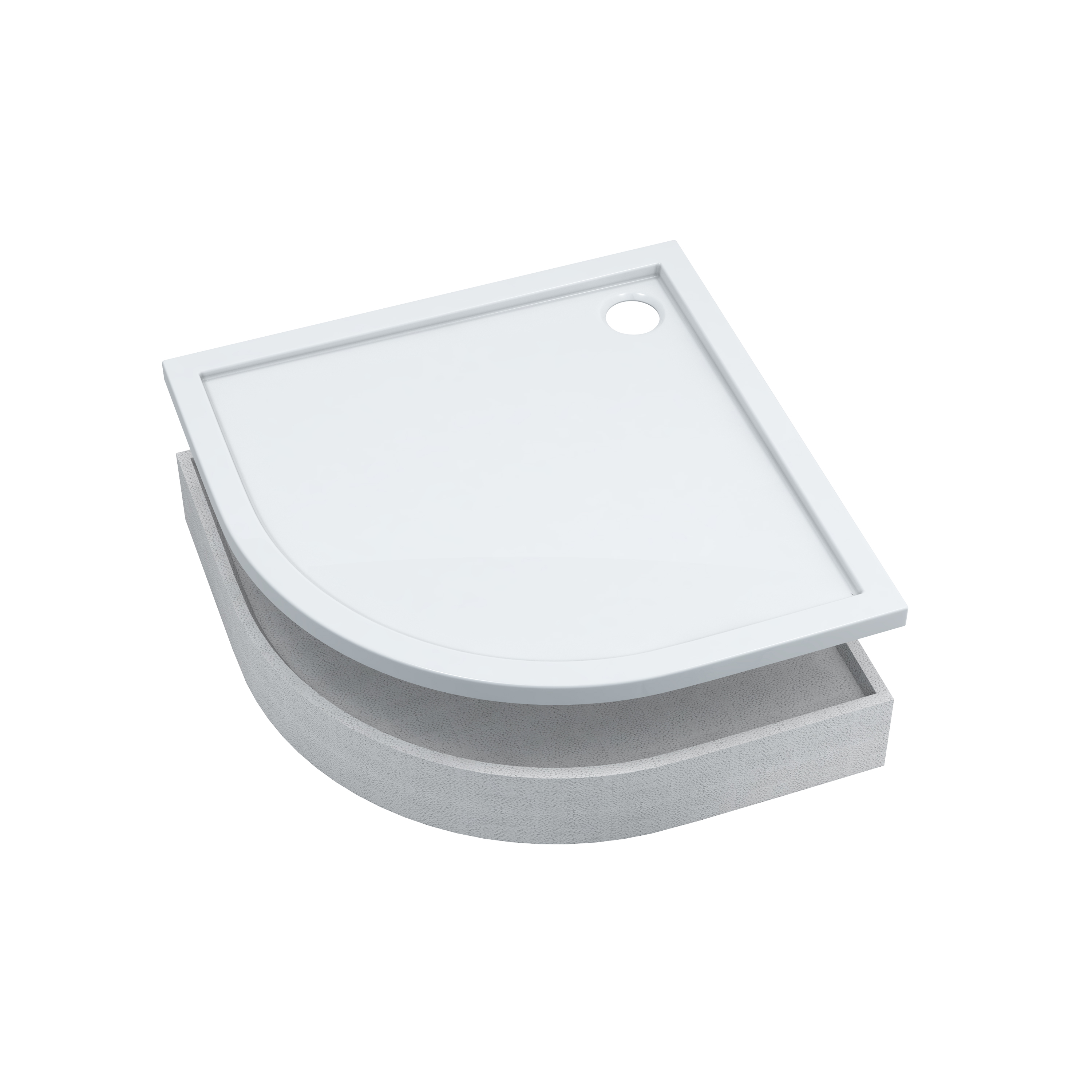 AQUABAD Duschwanne Set Basic Smooth White | Viertelkreis