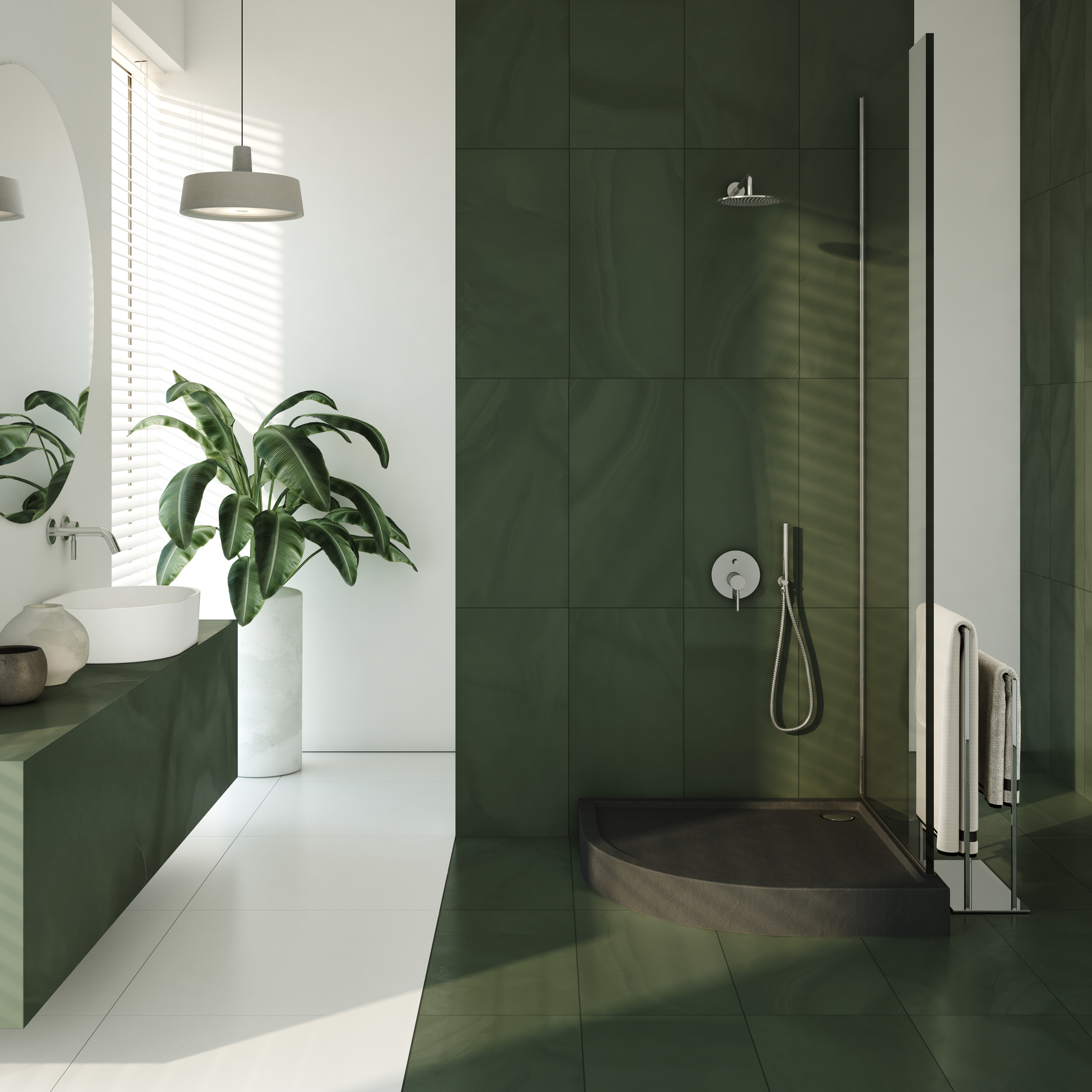 AQUABAD Duschwanne Ultima LeakProtect Black Stone | Viertelkreis