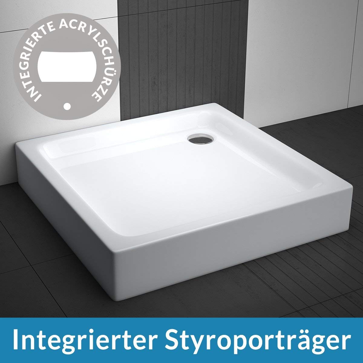 AQUABAD Duschwanne Forta Plus LeakProtect Smooth White | Quadrat