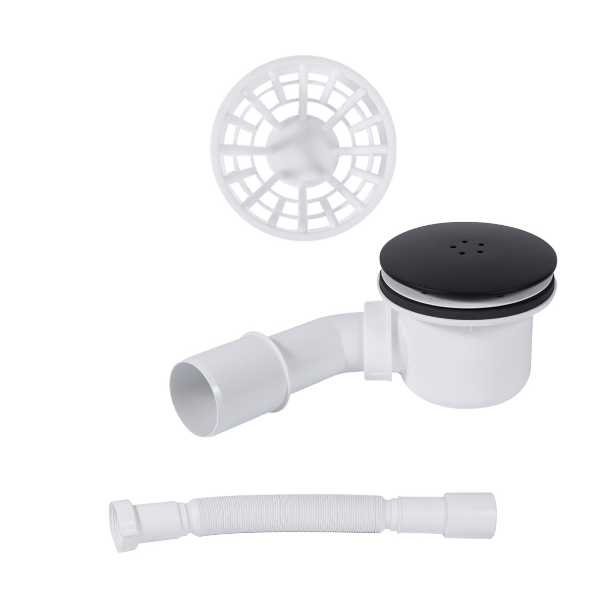 Trapflex Ablaufgarnitur Ø90mm Set mit Haube Schwarz