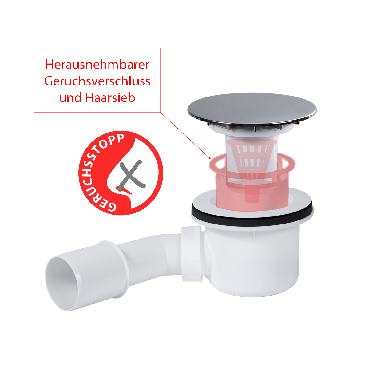 Trapflex Ablaufgarnitur Ø90mm Set mit Haube Chrom