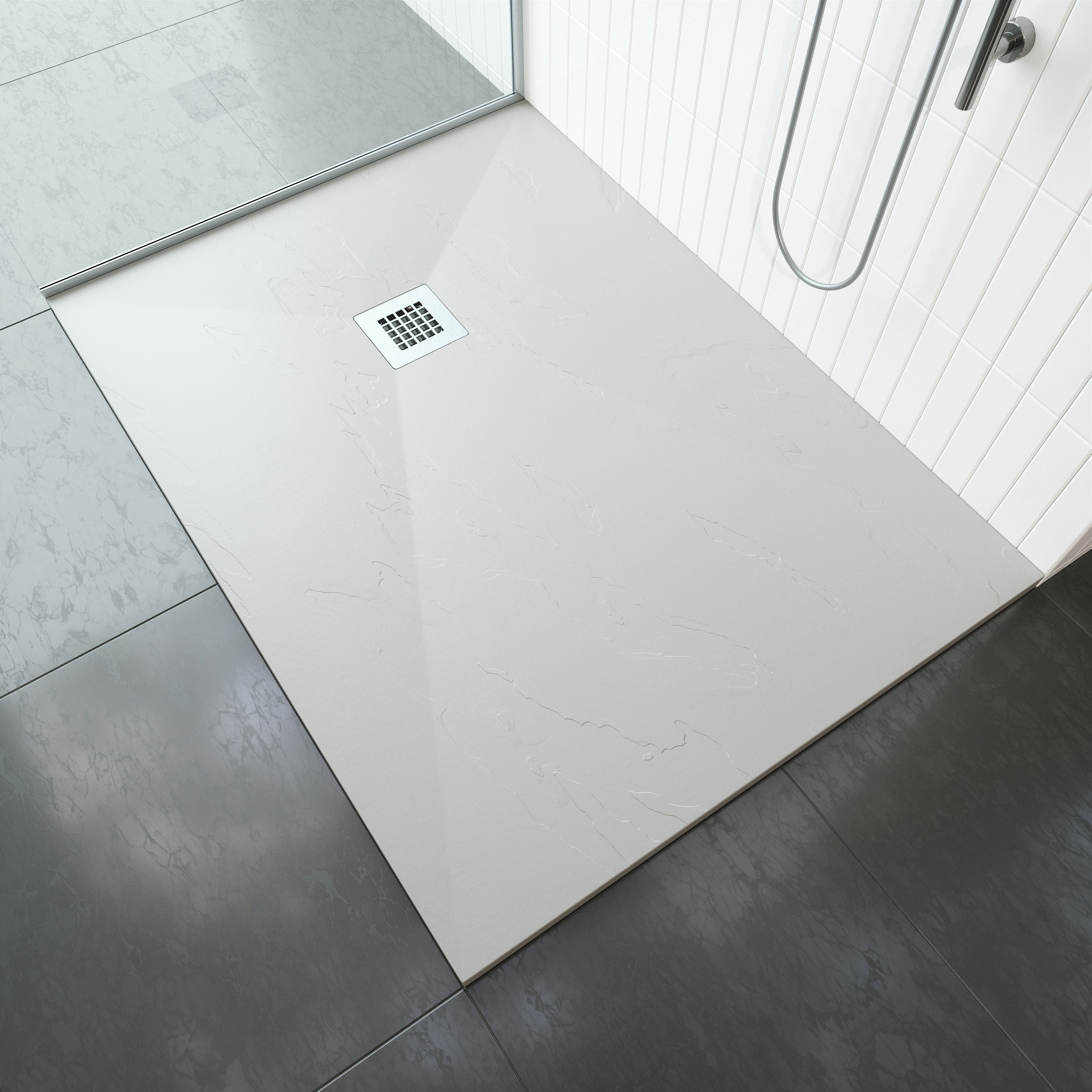 AQUABAD Mineralguss Duschwanne Deluxe Classic, Grau
