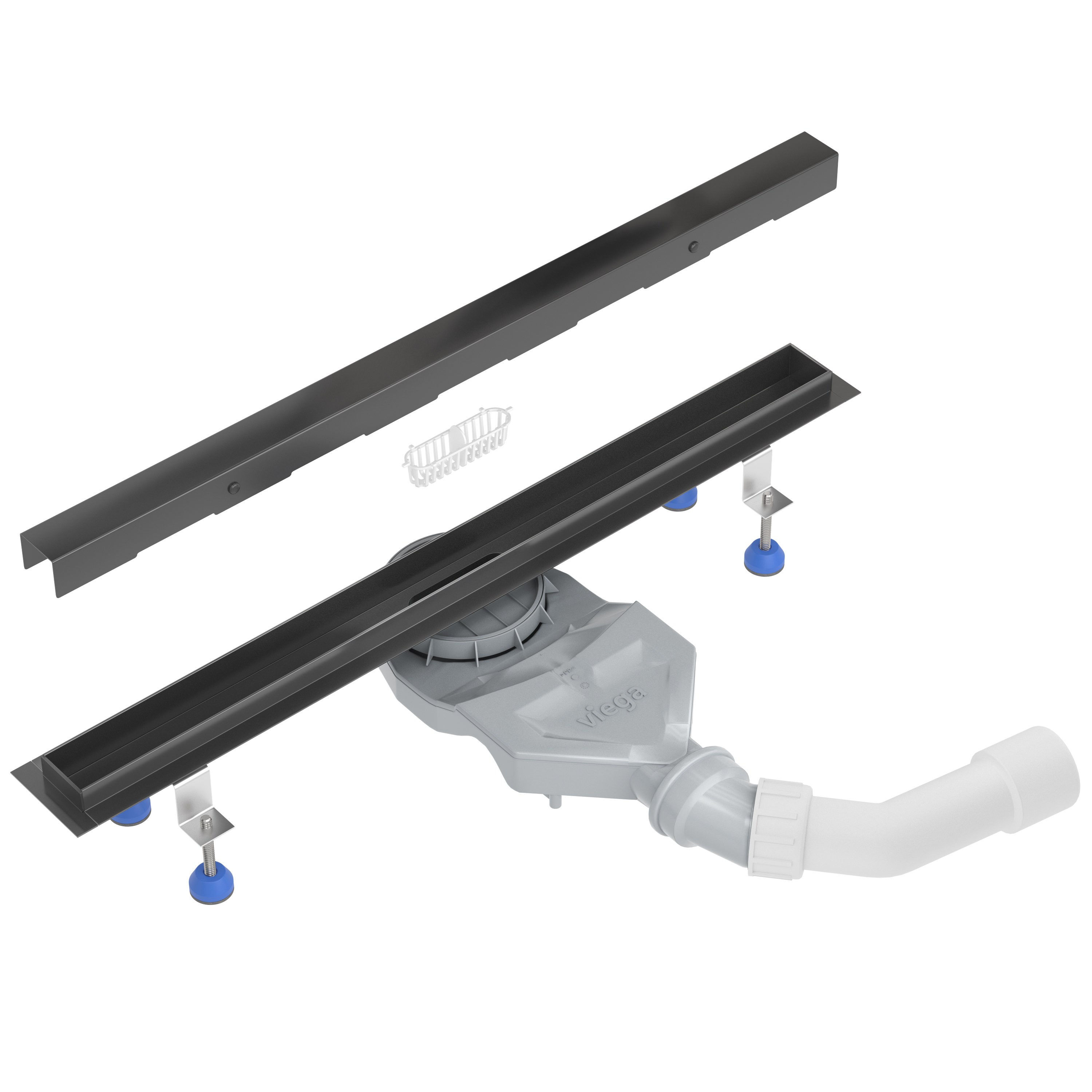 AQUABAD Duschrinne Slim Schwarz Matt - Blende "Bord"