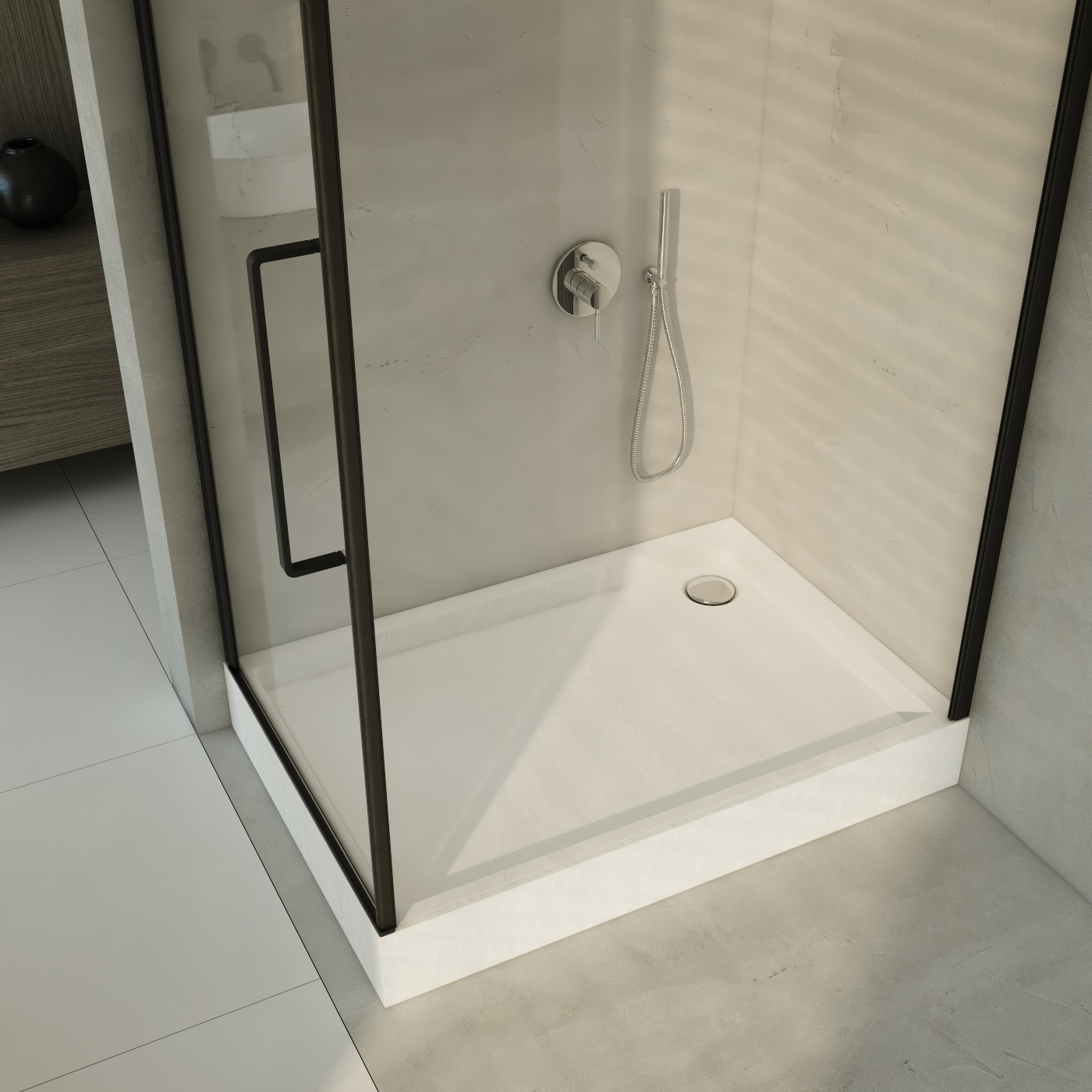 AQUABAD Duschwanne ELEGANA White Stone | Rechteck