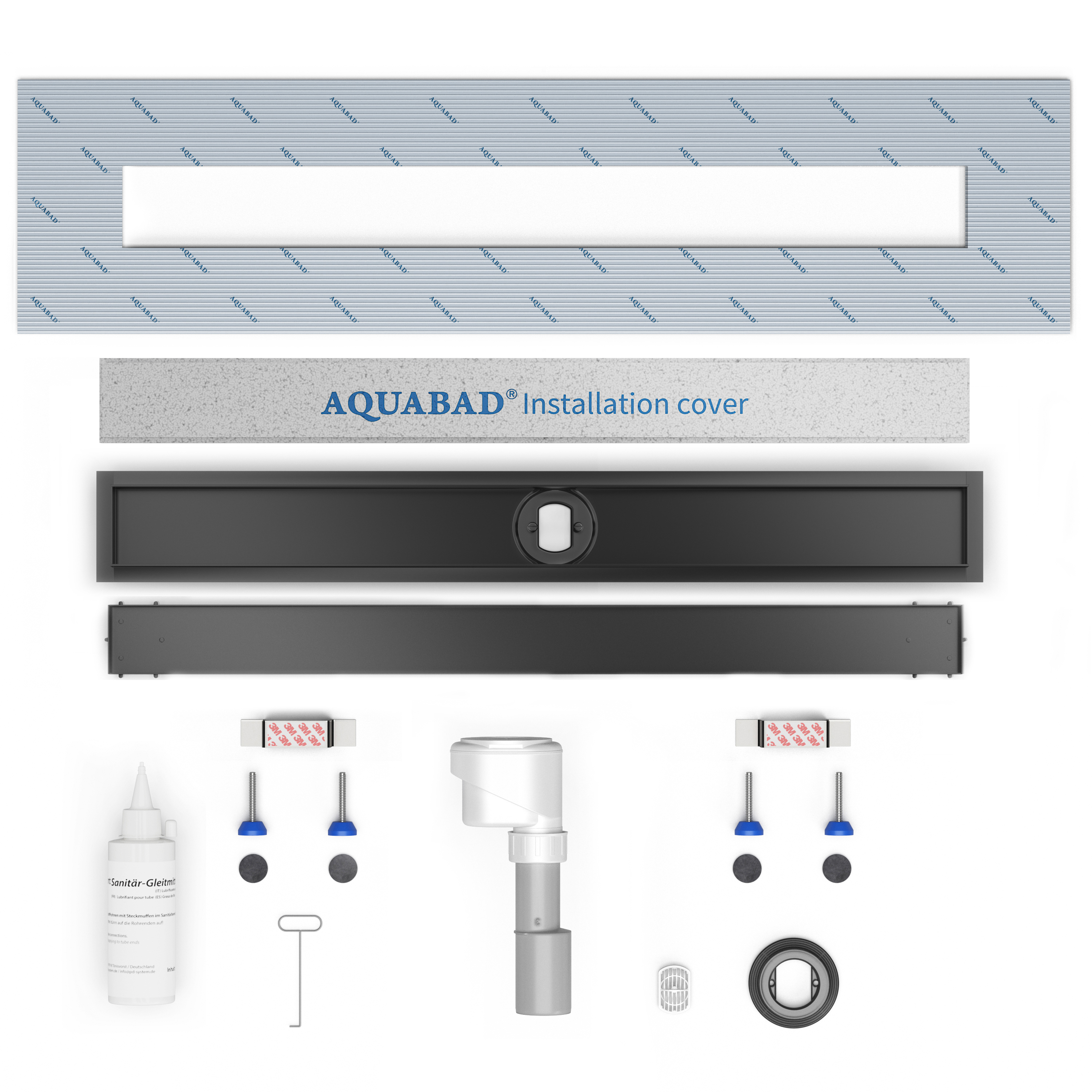 AQUABAD Duschrinne SDS Schwarz Matt - Befliesbare Blende