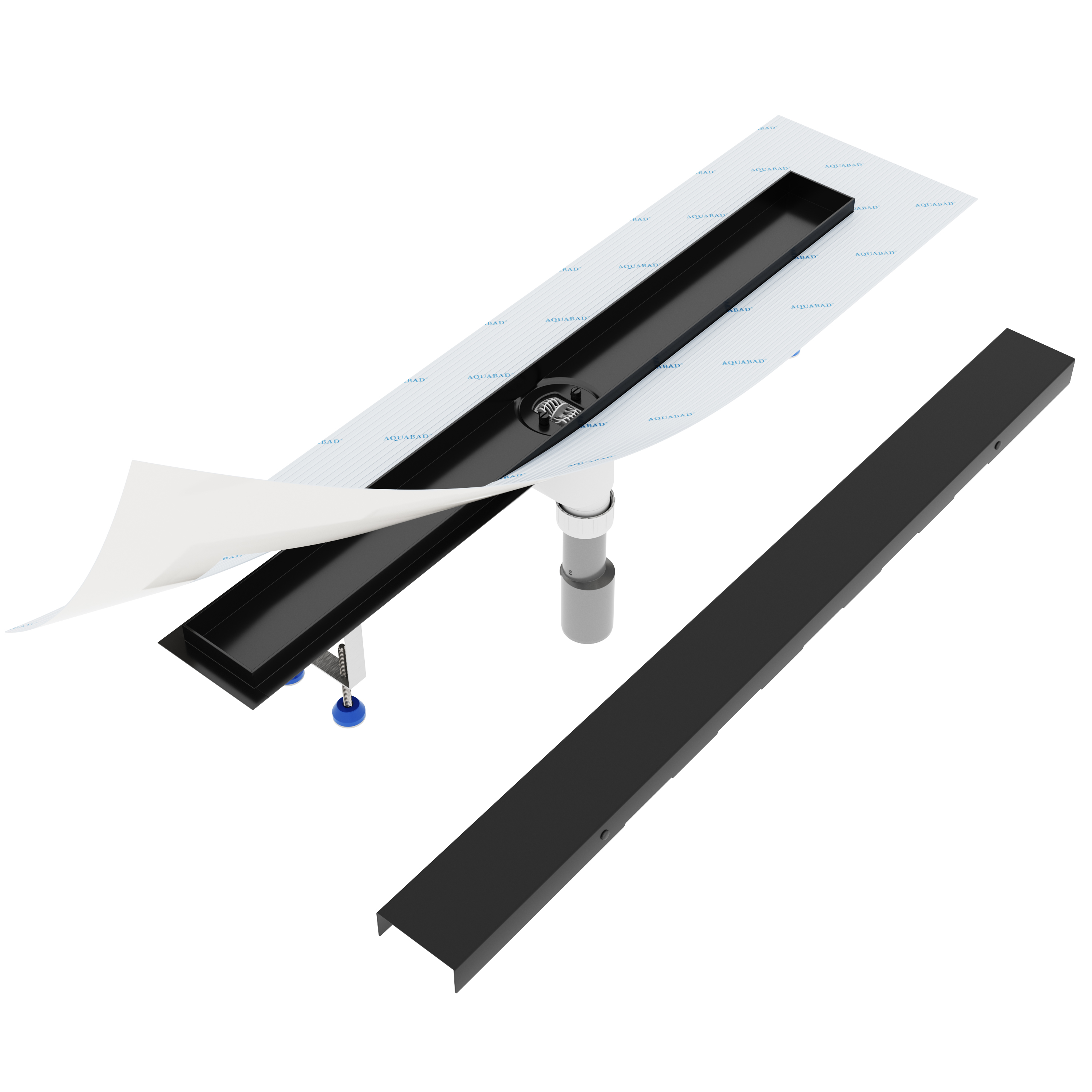 AQUABAD Duschrinne SDS Schwarz Matt - Blende "Bord"