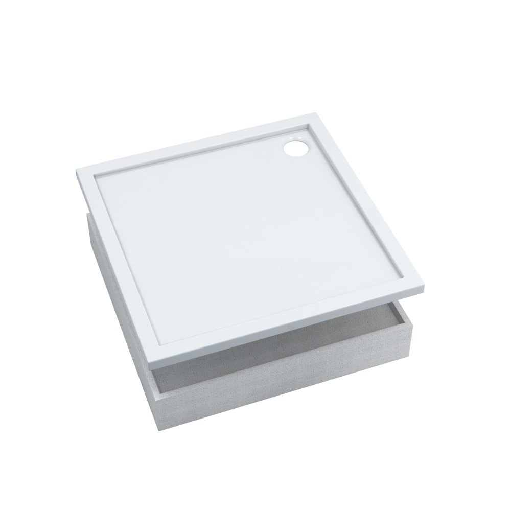 AQUABAD Duschwanne Set Basic Smooth White | Quadrat