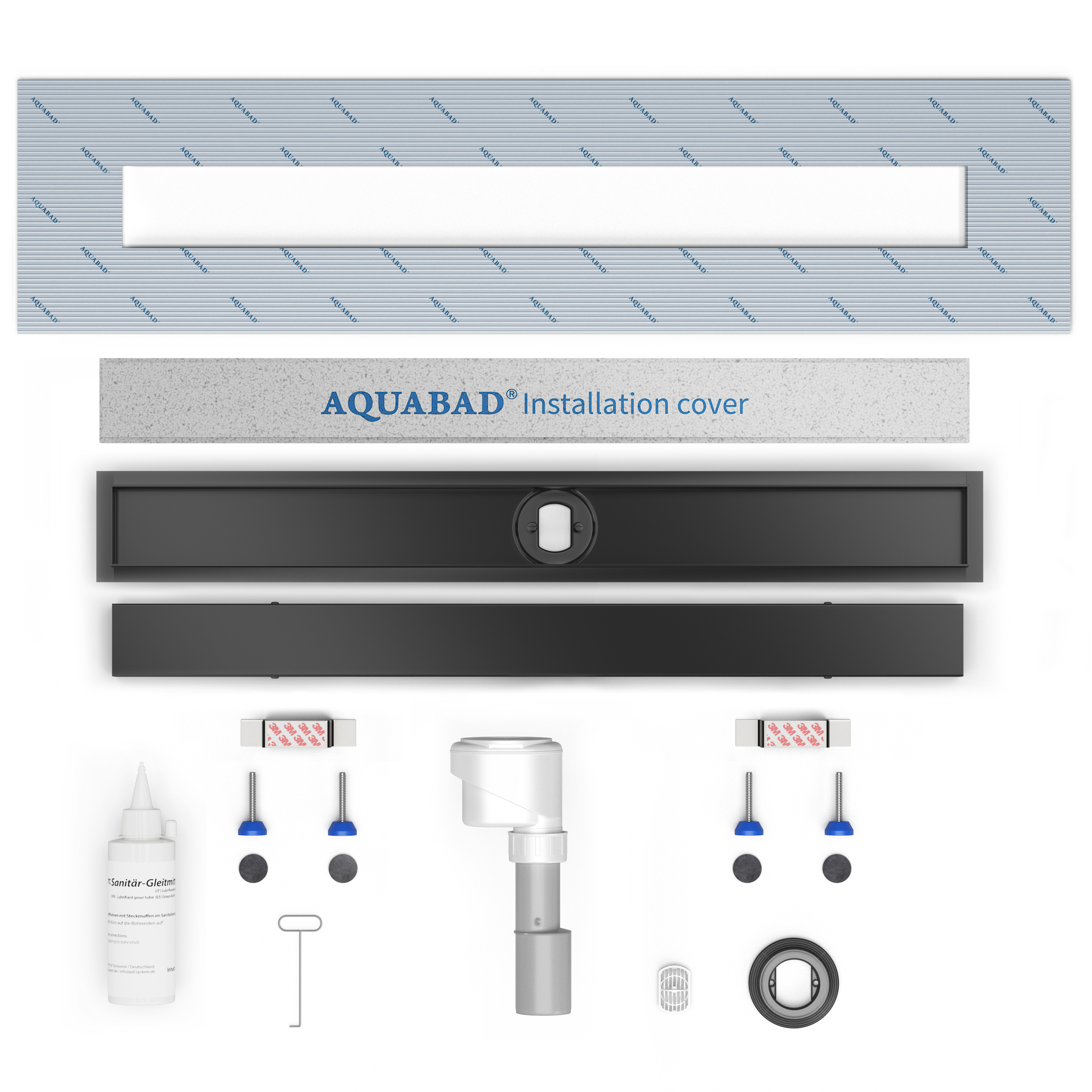 AQUABAD Duschrinne SDS Schwarz Matt - Blende "Bord"