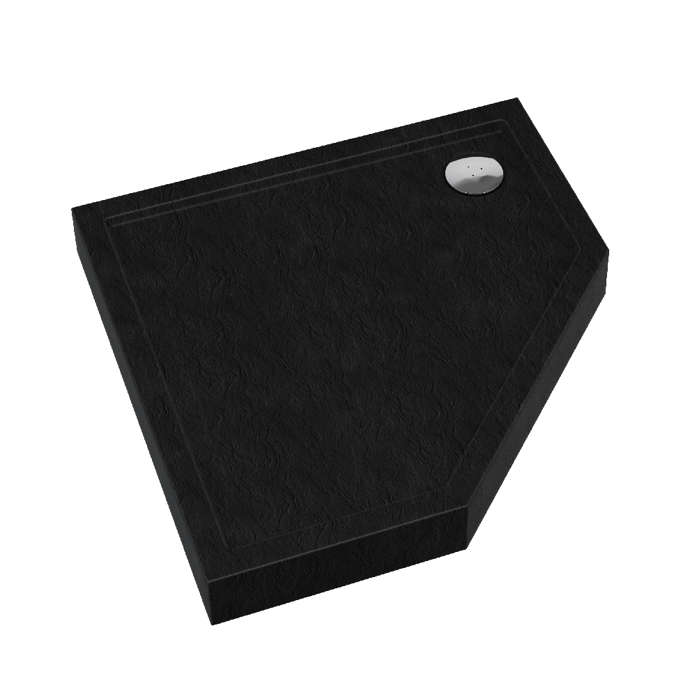 AQUABAD Duschwanne Ultima LeakProtect Black Stone | Fünfeck
