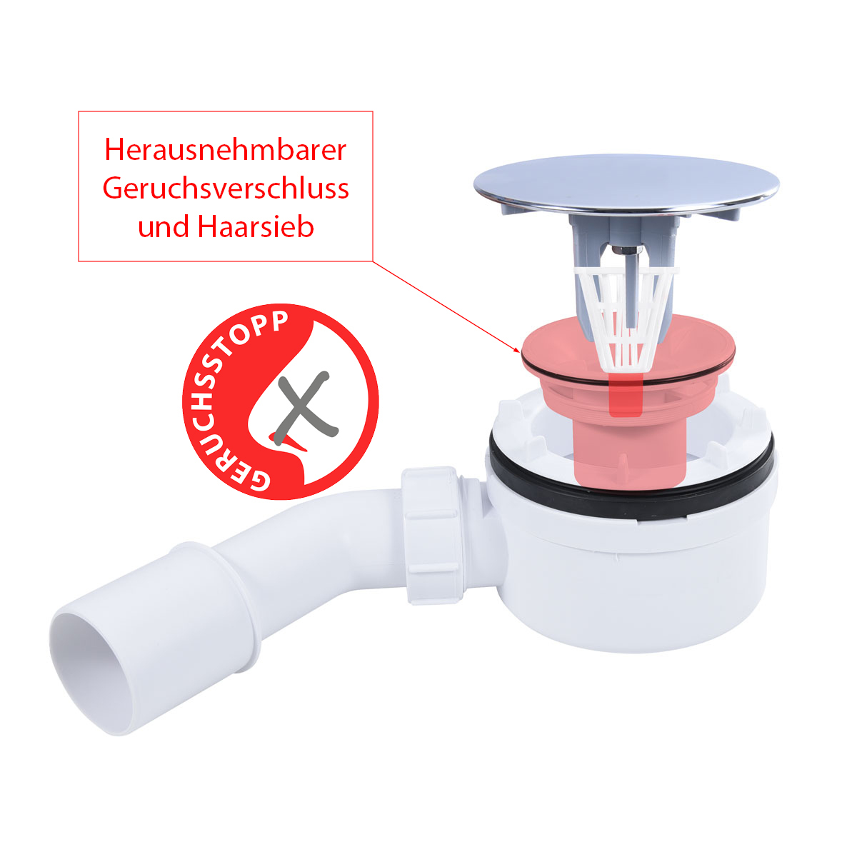 Trapflex Ablaufgarnitur Set inkl. McAlpine HC2730 Chrom