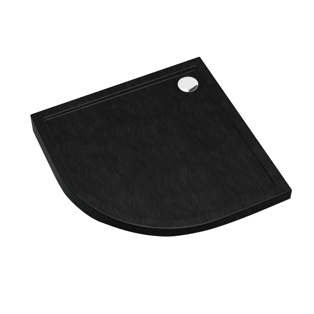 AQUABAD Duschwanne Basic Black Stone | Viertelkreis