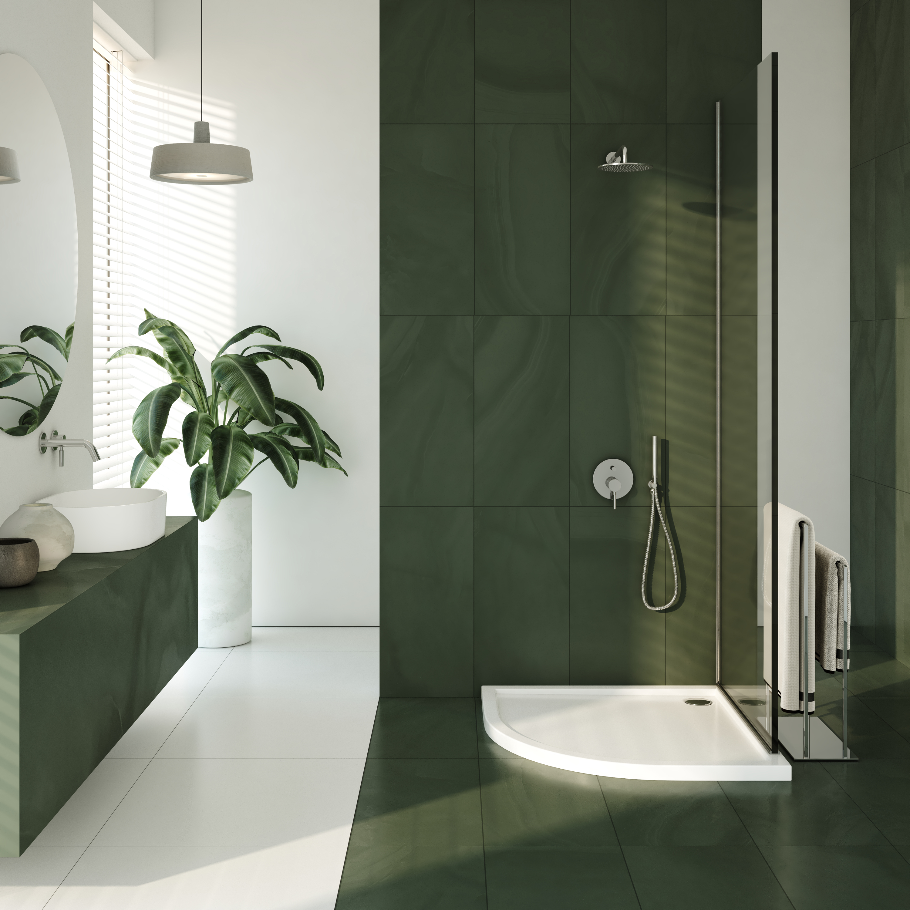 AQUABAD Duschwanne Basic Smooth White | Viertelkreis