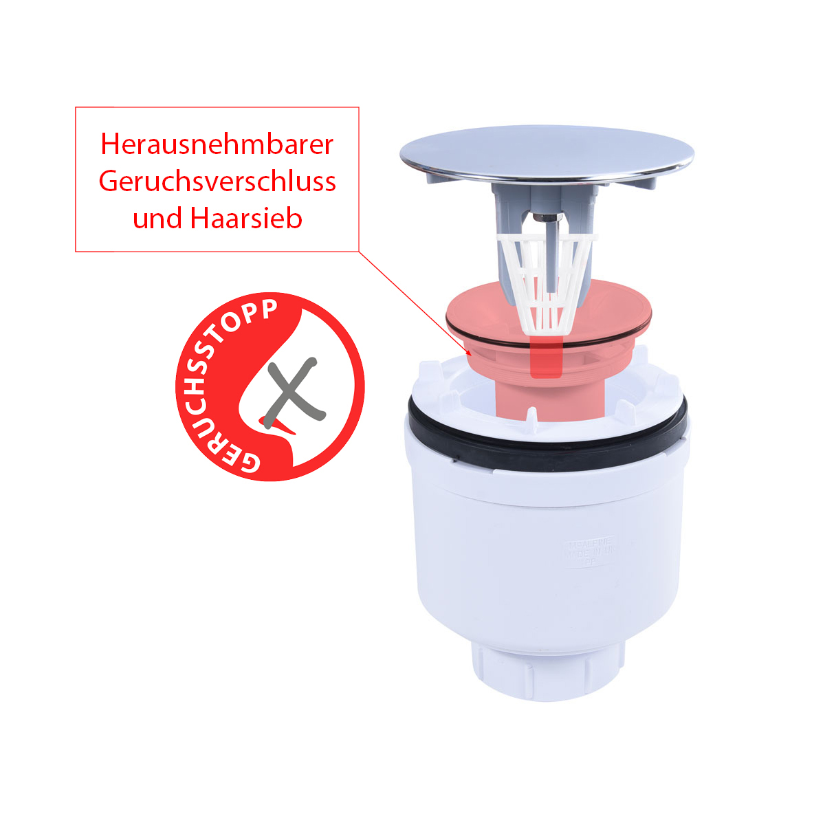 Trapflex Ablaufgarnitur Set inkl. McAlpine ST9038 Chrom