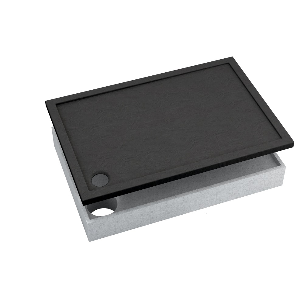 AQUABAD Duschwanne Set Basic Black Stone | Rechteck