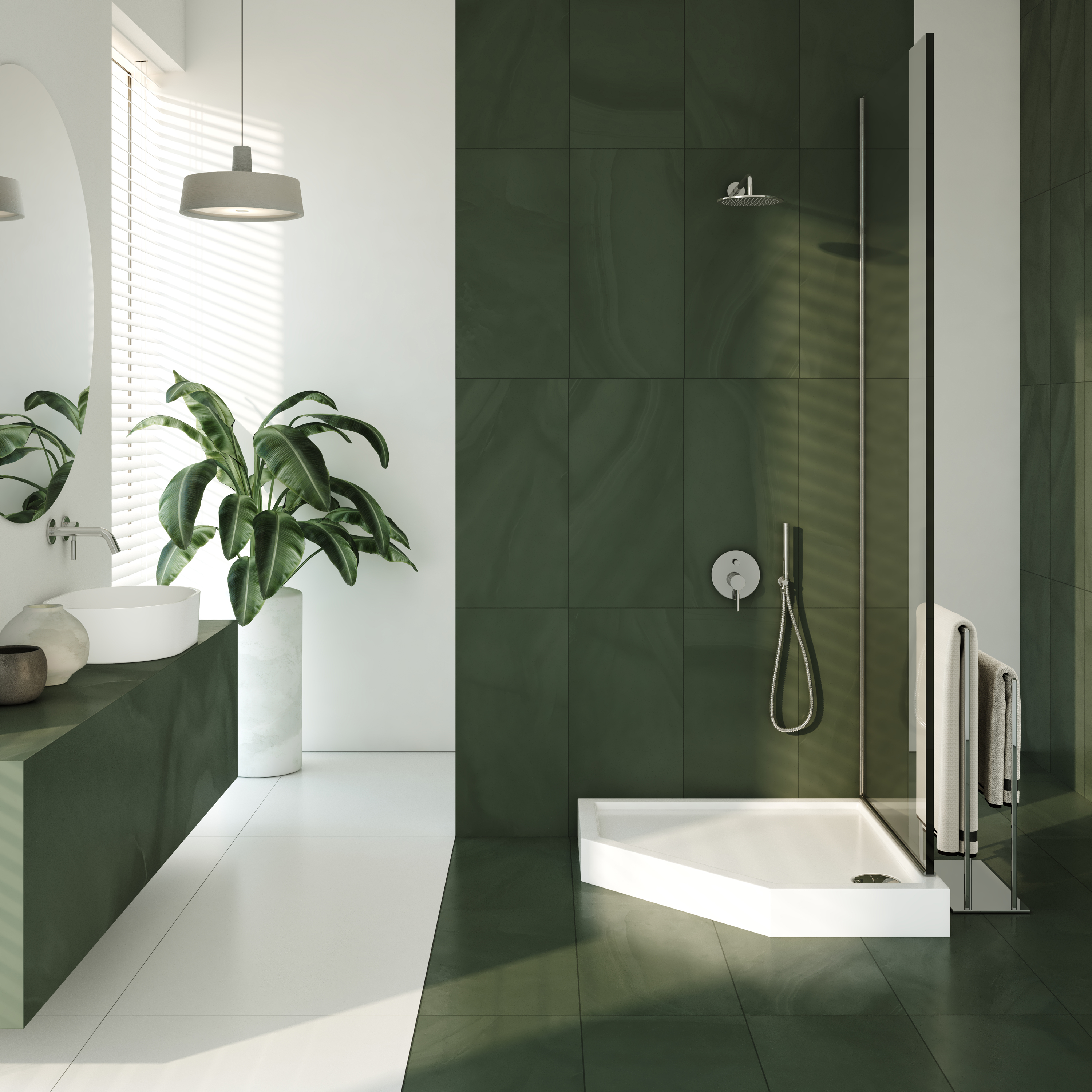 AQUABAD Duschwanne Ultima LeakProtect Smooth White | Fünfeck
