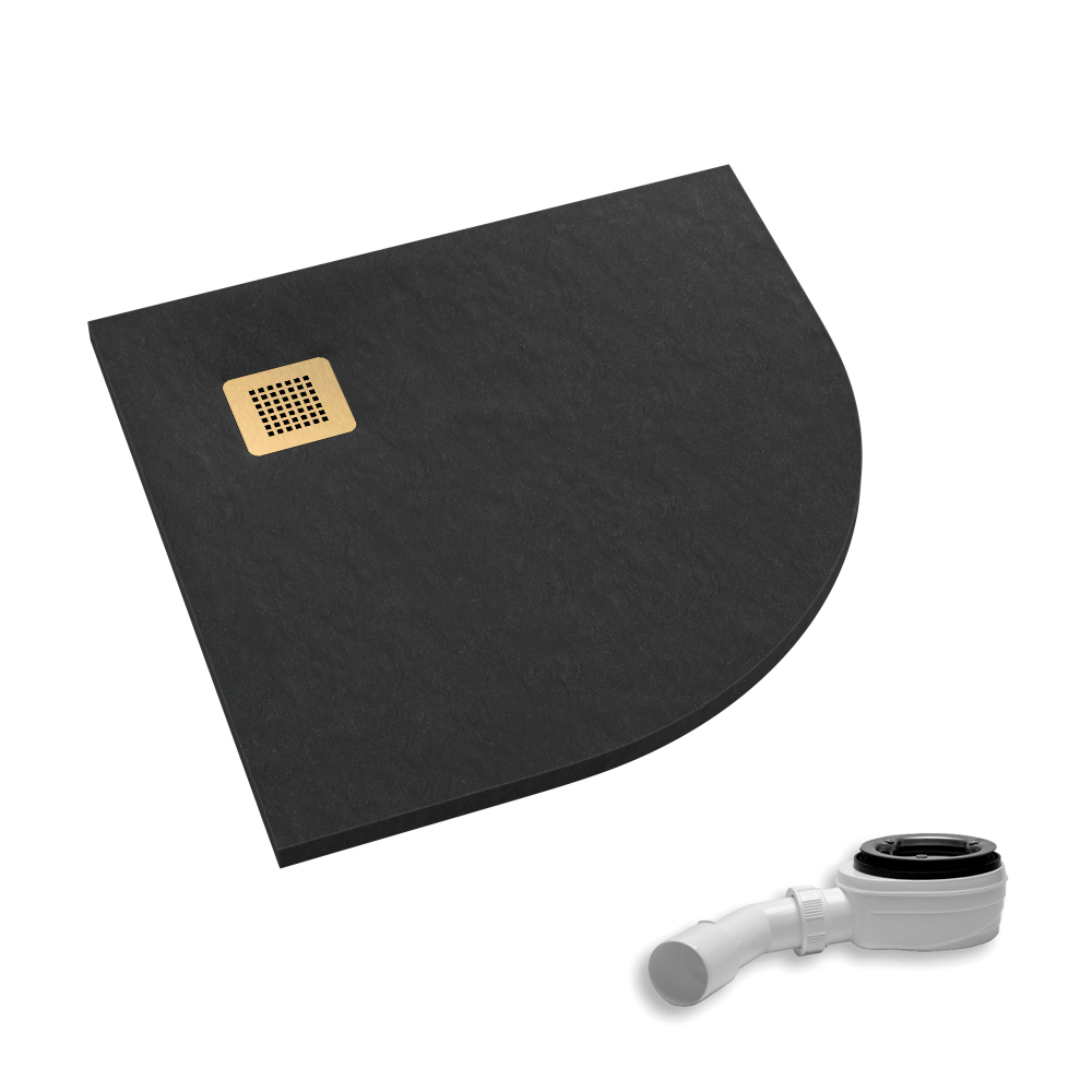 AQUABAD Duschwanne Palast Black Stone | Viertelkreis