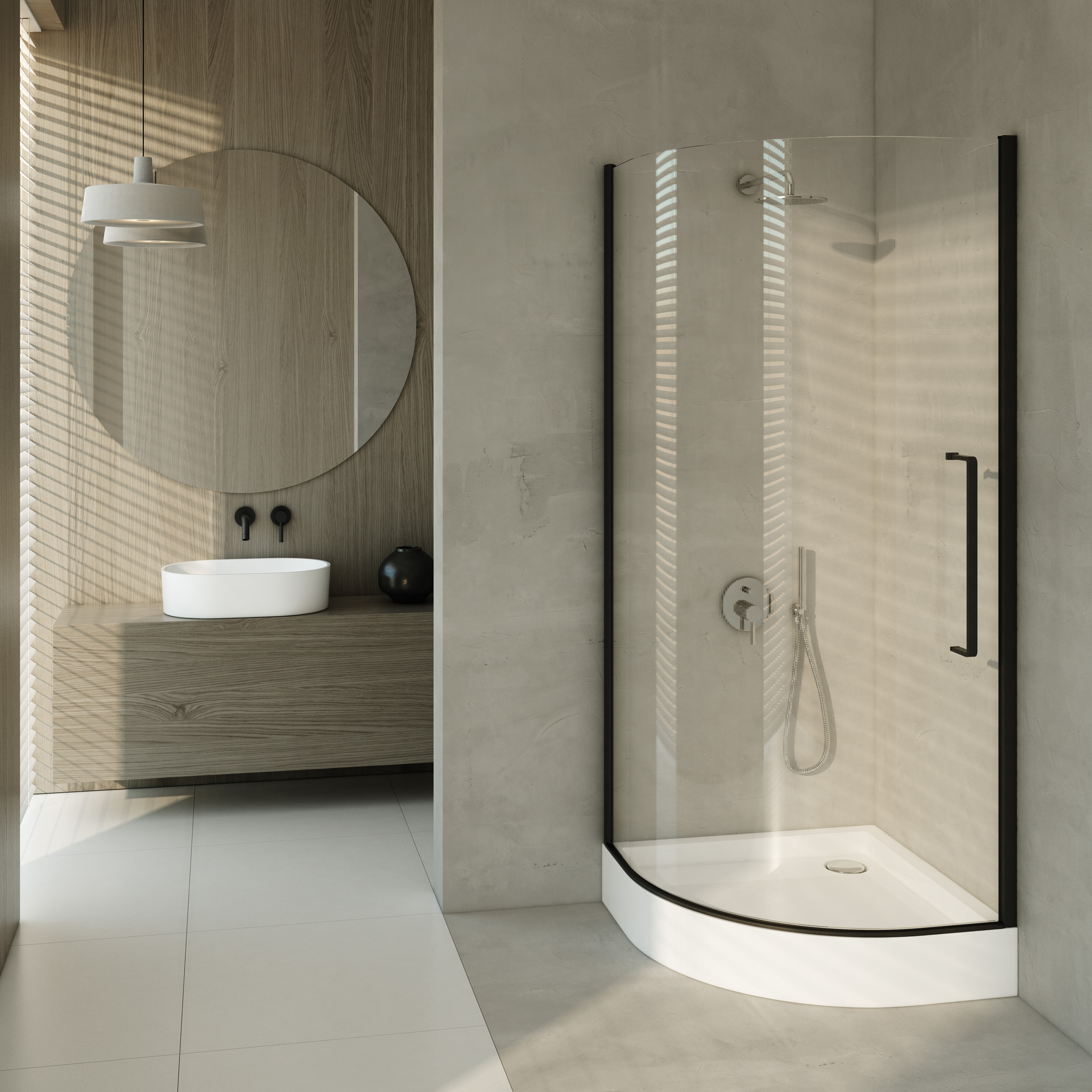 AQUABAD Duschwanne ELEGANA Smooth White | Viertelkreis