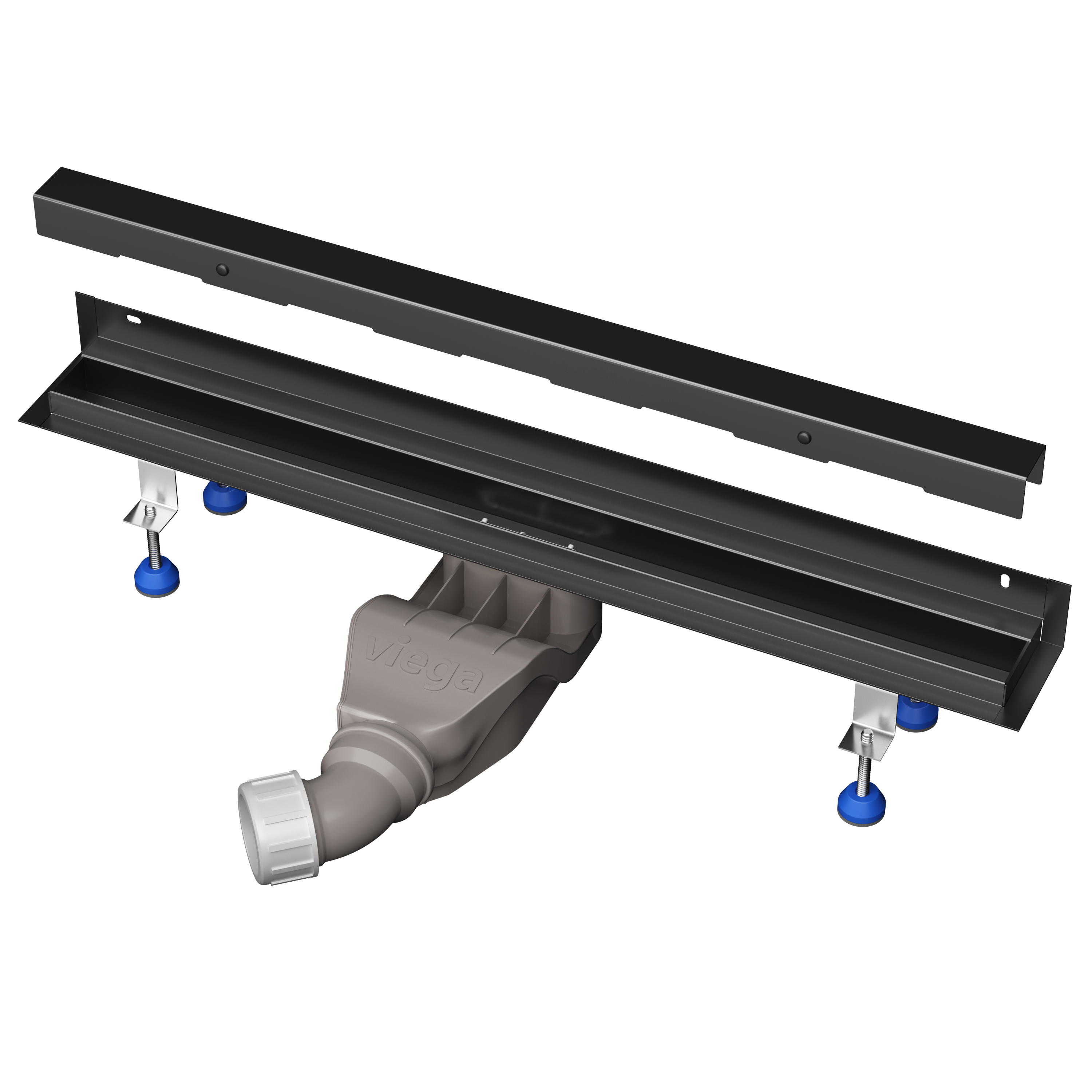 AQUABAD Duschrinne Slim Wall Schwarz Matt - Blende "Bord"