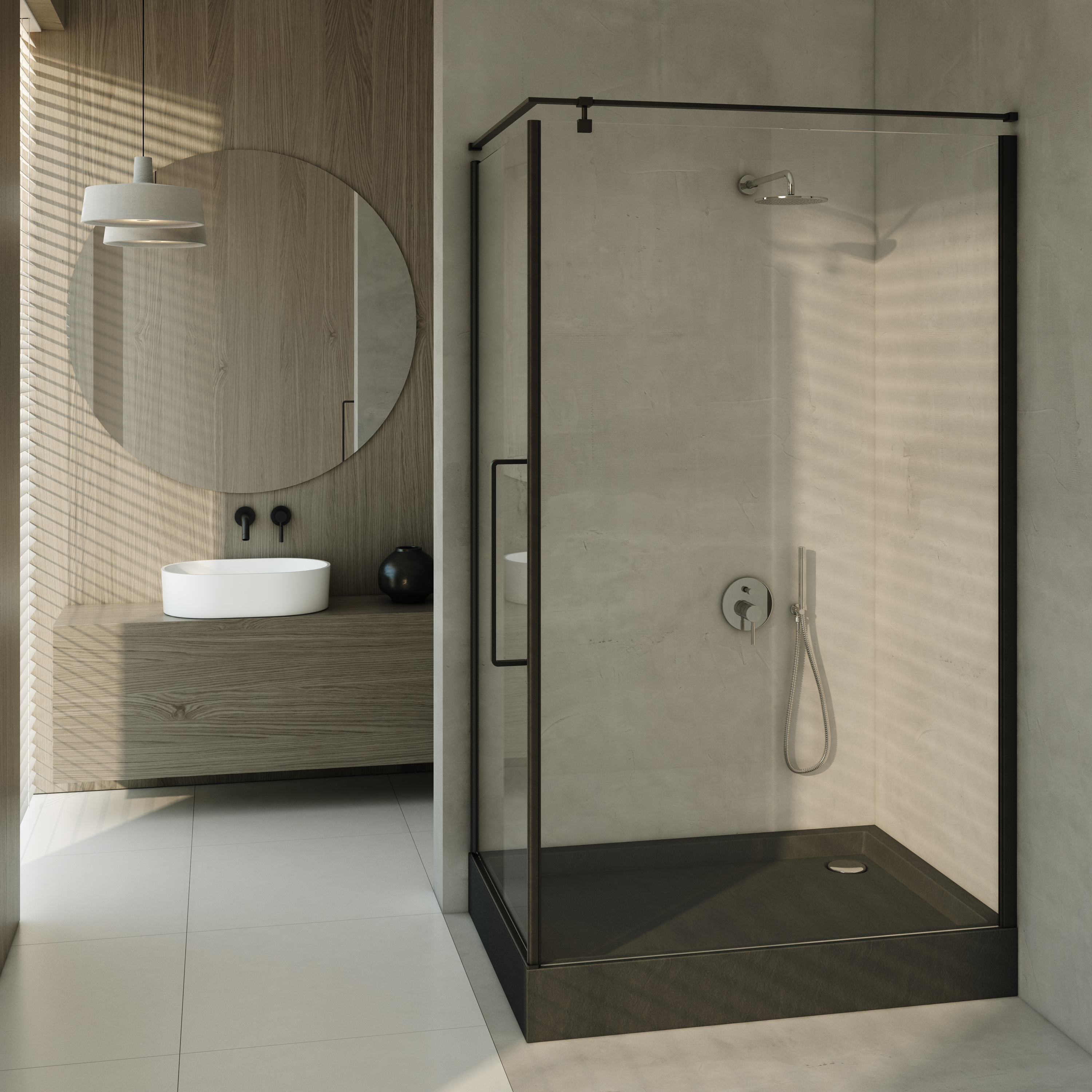 AQUABAD Duschwanne ELEGANA Black Stone | Rechteck