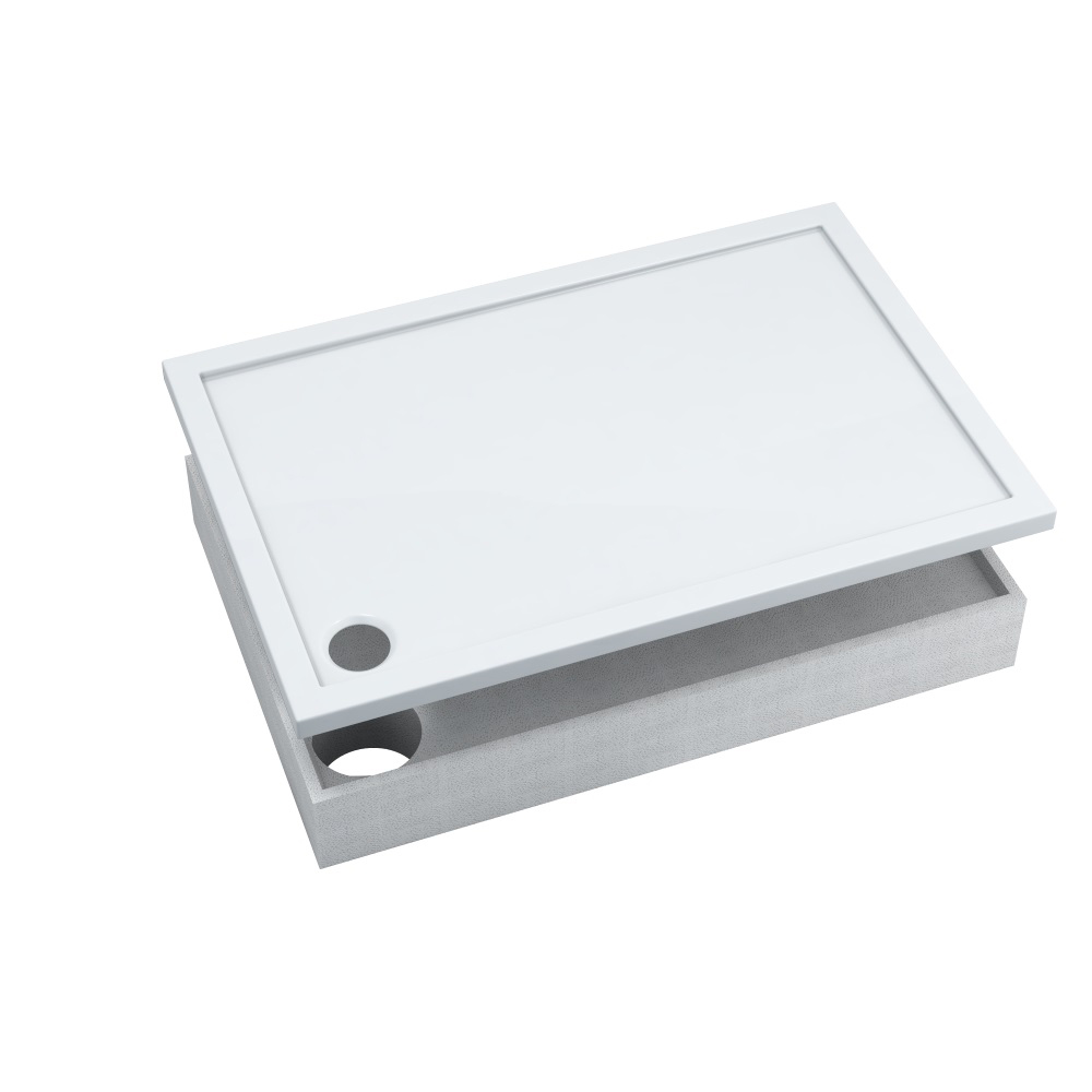 AQUABAD Duschwanne Set Basic Smooth White | Rechteck