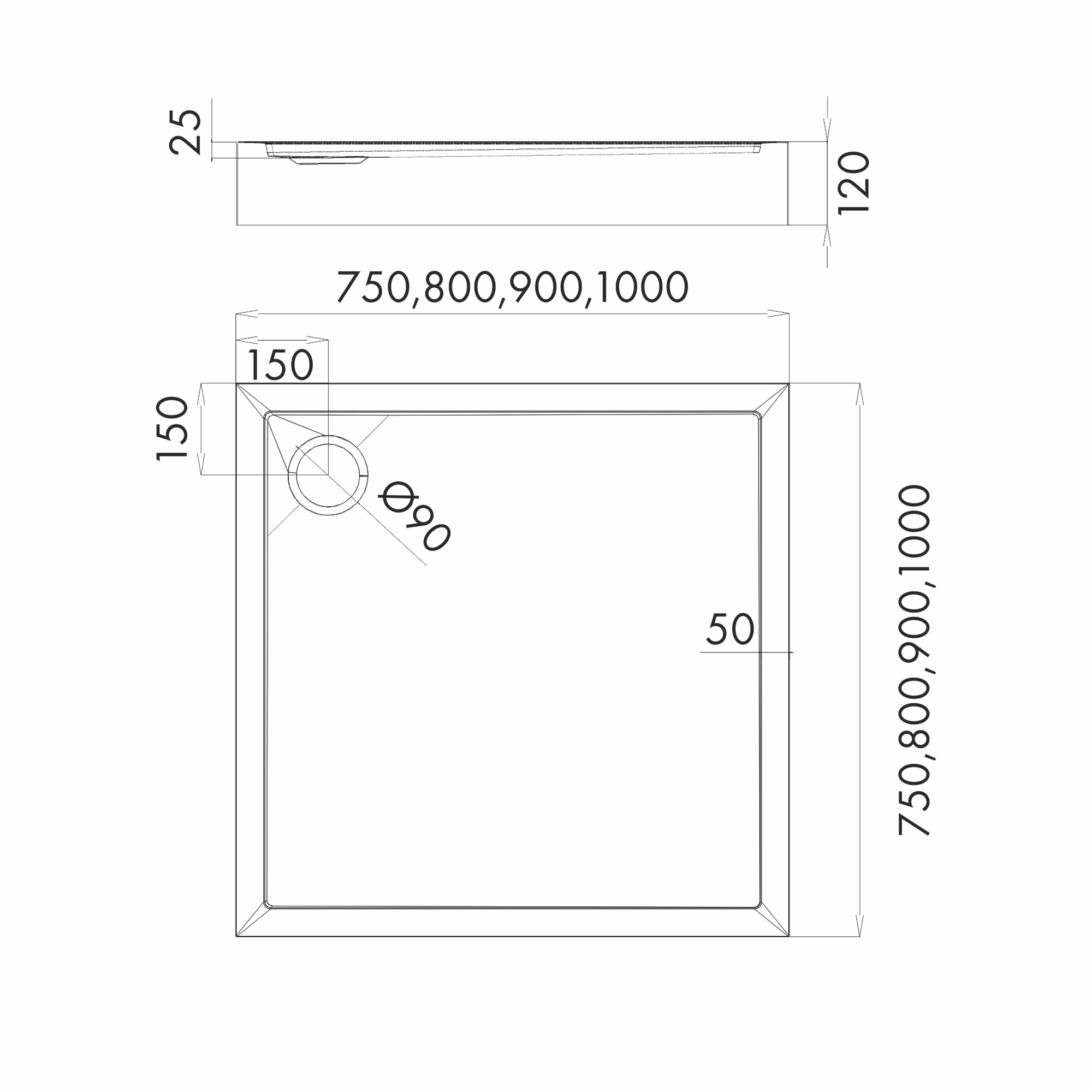 AQUABAD Duschwanne Ultima LeakProtect Black Stone | Quadrat