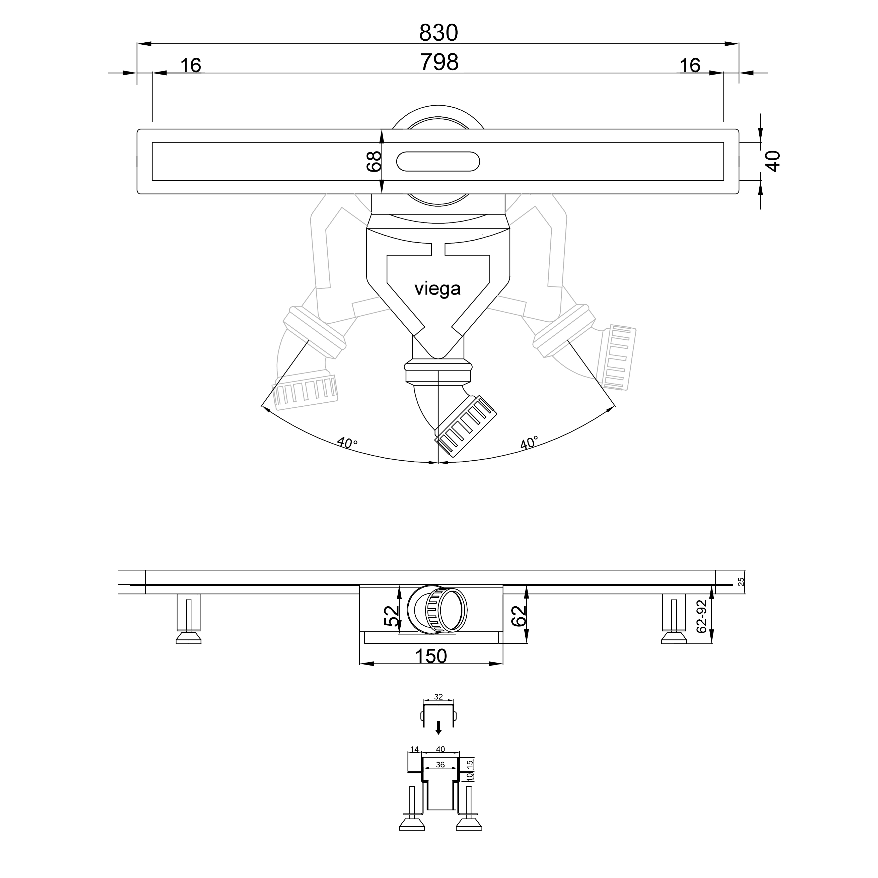 AQUABAD Duschrinne Slim Premium - Blende "Bord"