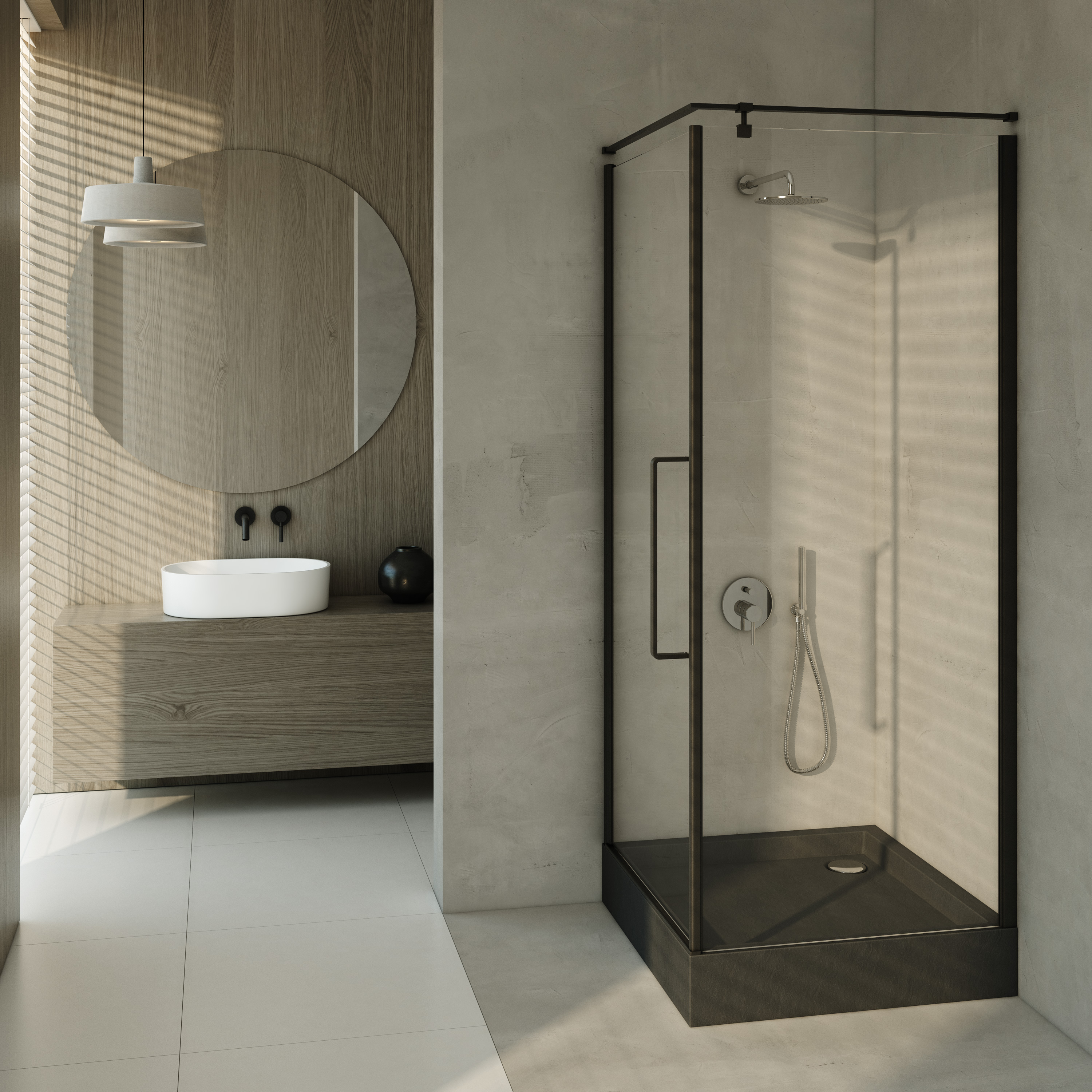 AQUABAD Duschwanne ELEGANA Black Stone | Quadrat