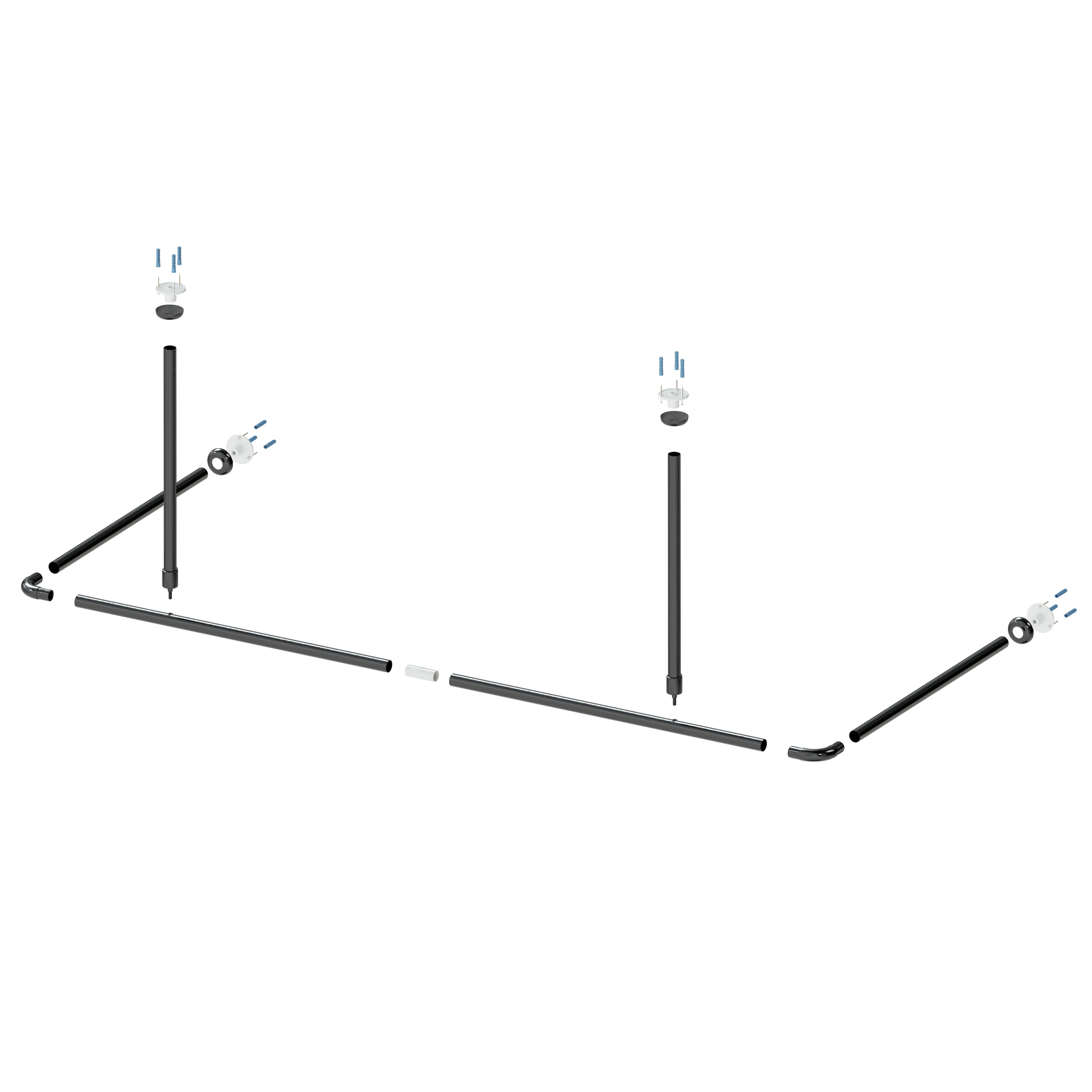 AQUABAD Hastaflex Frame Duschvorhangstange aus Aluminium
