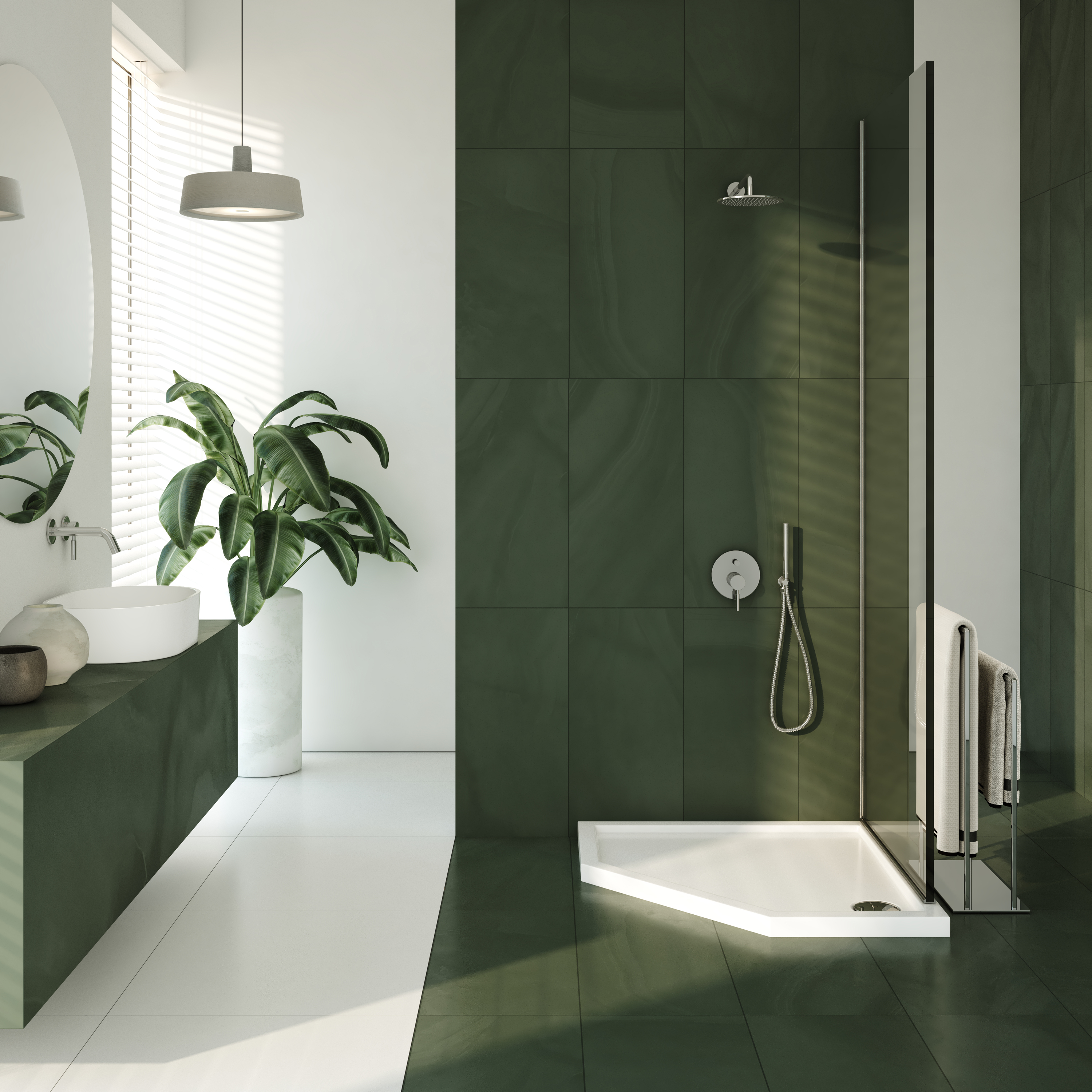 AQUABAD Duschwanne Basic Smooth White | Fünfeck