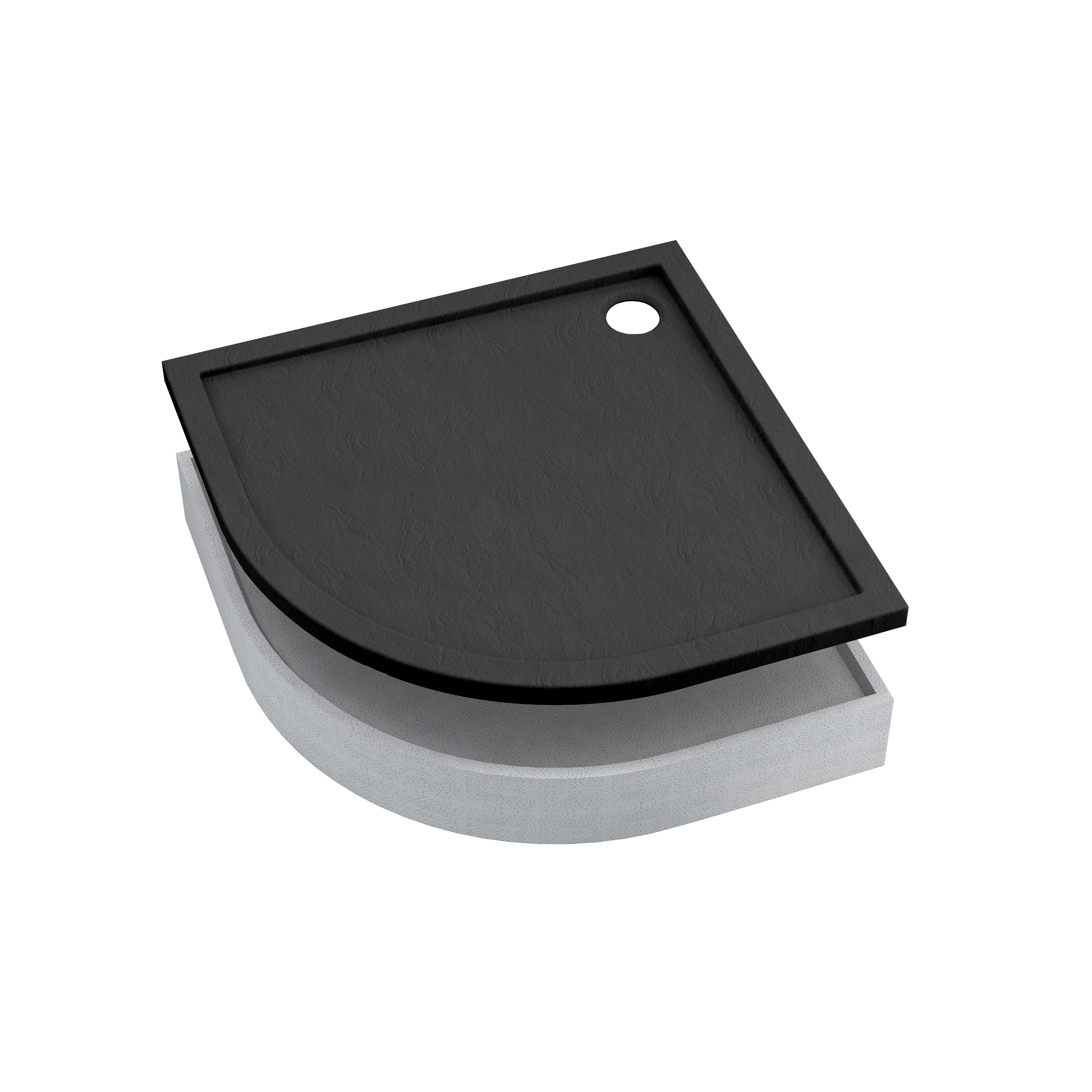AQUABAD Duschwanne Set Basic Black Stone | Viertelkreis