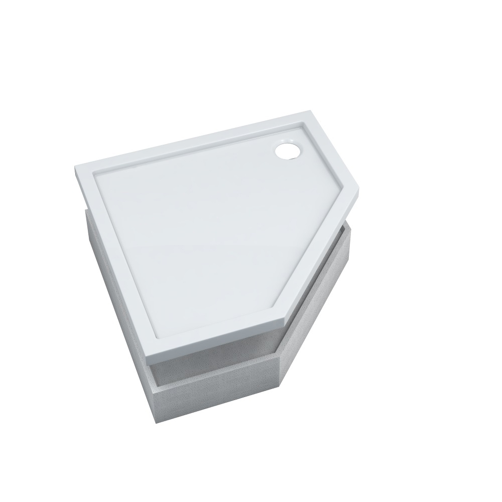 AQUABAD Duschwanne Set Basic Smooth White | Fünfeck